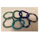 MTH209 Seven Polished Stone Bead Bracelets New
