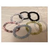 MTH210 Seven Polished Stone Bead Bracelets New