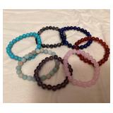 MTH211 Seven Polished Stone Bead Bracelets New