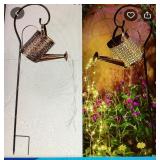 MTH216 Set Of Two Decorative Metal Watering Cans With Solar Lights New