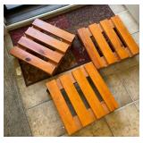 MMM132 Three Wooden Plant Stands On Casters