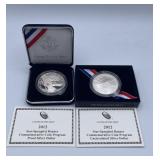 MMM270-Pair Of US Mint Star-Spangle Banner Silver Dollars
