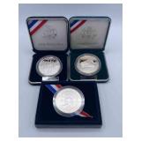 MMM273-Trio Of Silver Dollars-West Point Bicentennial & Women In The Military 