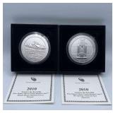 MMM284-2ea 2010 America The Beautiful 5oz Fine Silver Coins