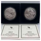 MMM294-2ea 2012, 5 Oz Fine Silver Coins America The Beautiful Series