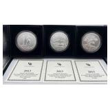 MMM295-3ea 2013, 5 Oz Fine Silver Coins America The Beautiful Series