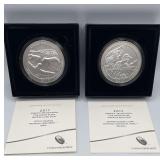 MMM319-2ea 2017, 5 Oz Fine Silver Coins America The Beautiful Series
