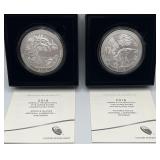 MMM323-2ea 2018, 5 Oz Fine Silver Coins America The Beautiful Series