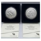 MMM327-2ea 2019, 5 Oz Fine Silver Coins America The Beautiful Series
