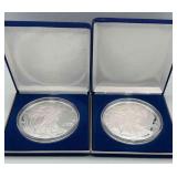 MMM348-2ea 2016 & 2017 Silver Eagle Replica 4oz .999 Silver