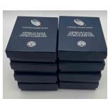 MMM370-8ea Uncirculated American Eagle 1 Oz Silver Coins