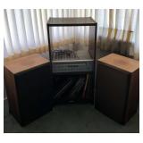 KVF023 Akai Stereo Receiver, Stereo Cabinet, Vinyl Records & Fisher Speakers