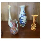 KVF031 Vintage Pottery Vases And Wooden Carving Statues 