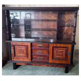 KVF077 Vintage Wooden Display Case/Curio Cabinet With Sliding Glass Doors