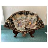 TTK027 Japanese Porcelain Fan Shaped Footed Dish With Stand