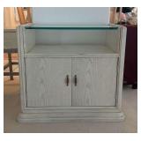 TTK033 - Wooden Nightstand With Glass Top