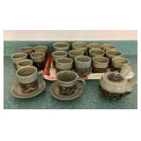 TTK072 Japanese Ceramic Cutout Teapot & Teacups