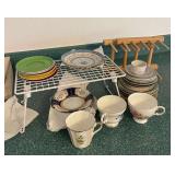 TTK085- Porcelain Tea Cups & Plates, Shelving 