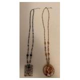 TTK129 Two Art Glass Beaded Necklaces New