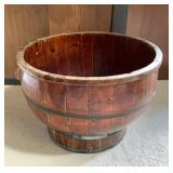 PFG025 Large Antique Looking Wooden Barrel Planter