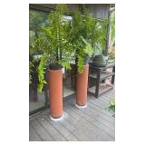 PFG044 Two Cement Pipes With Fern Decor