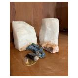 PFG111- Assorted Rock Minerals & White Quartz Bookends