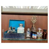 PFG160- Assorted Perfume & Snuff Bottles With Vintage Cloisonné Jewelry Box