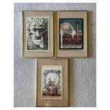 TOI041- (3) Framed Vintage Prints 