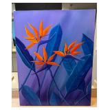 TOI057- Acrylic On Canvas Bird Of Paradise Painting