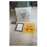 TOI090 Painting, Picture Frame, And Metal Moon Decor