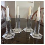 TOI120- (4) Tiffany & Co Clear Cystal Candle Holders