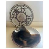 TOI215- Large Asian Themed Pottery Platters