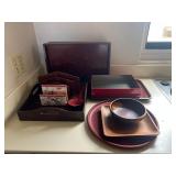 TOI217- Assorted Serving Trays & Napkin Holder