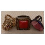 DFT199 Three Costume Jewelry Rings