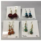 DFT302 Myrna Lee Jade, Vintage Lucite, Ceramic & Glass Earrings New