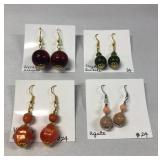 DFT303 Myrna Lee Agate, Vintage Lucite & Crystal Earrings New 