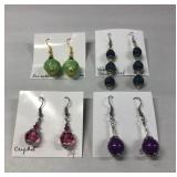 DFT304 Myrna Lee Blue Coral, Crystal & Lucite Earrings New