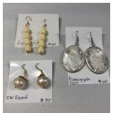 DFT306 Myrna Lee Freshwater Pearl, Mother Of Pearl & Lucite Pikake Earrings New