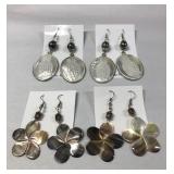 DFT307 Four Pairs Of Myrna Lee Mother Of Pearl Earrings New