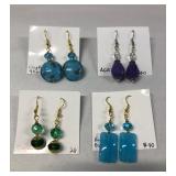 DFT310 Myrna Lee Crystal, Glass & Agate Earrings New