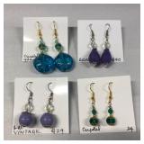 DFT311 Myrna Lee Agate, Crystal & Glass Earrings New 