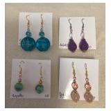 DFT312 Myrna Lee Agate, Crystal & Glass Earrings New