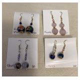 DFT314 Myrna Lee Lapis, Pink Quartz, Chalcedony & Cloisonné Earrings New