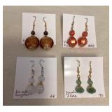 DFT318 Myrna Lee Jade, Lucite, Crystal & Blown Glass Earrings New