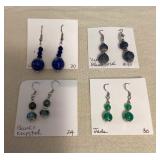 DFT320 Myrna Lee Lapis, Blue Coral, Green Jade, Pearl & Crystal Earrings New