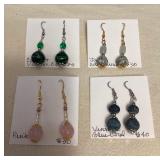 DFT321 Myrna Lee Pink Quartz, Jade, Aventurine, Blue Coral, & Crystal Earrings New