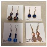 DFT322 Myrna Lee Lapis, Pink Quartz , Crystal, Glass & Cloisonné Earrings New
