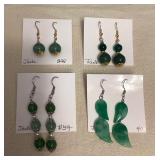 DFT323 Myrna Lee Green Jade Earrings New