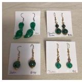 DFT324 Myrna Lee Green Jade Earrings New