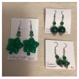 DFT325 Myrna Lee Jade, Crystal , Aventurine & Blown Glass Earrings New